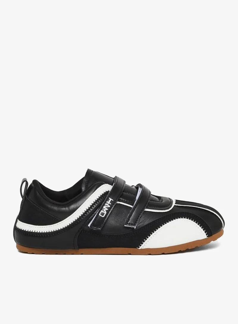 Styli Women Black Double Velcro Strap Sneakers